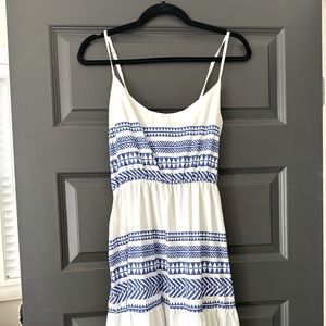 White and blue Grecian maxi dress